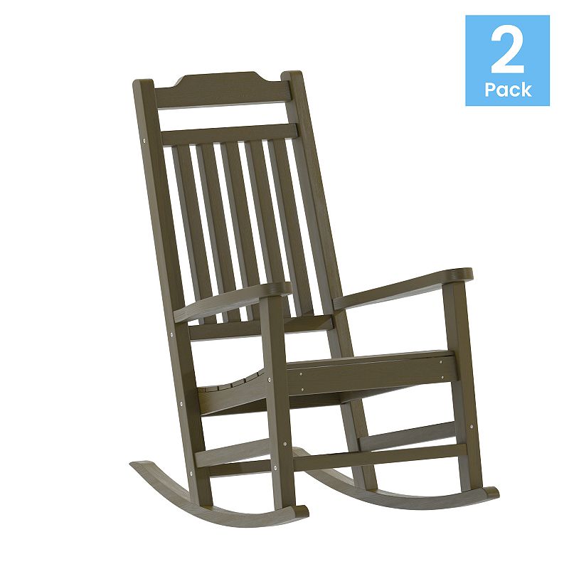 Flash Furniture Winston All-Weather Faux Wood Rocking Chair 2 pc Set