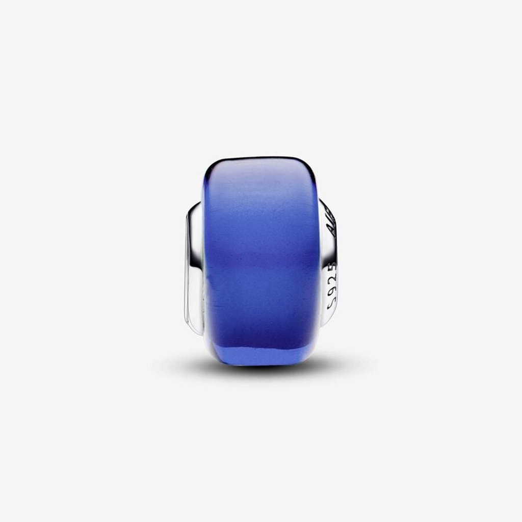 PANDORA  Blue Mini Murano Glass Charm in Sterling Silver