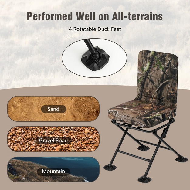 Costway Folding Silent Swivel Blind 360 swivel Hunting Chair W all terrain Foot Pads