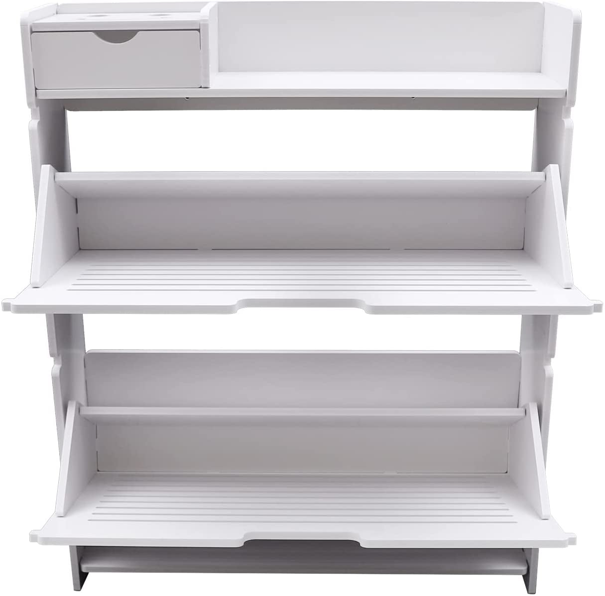 Miumaeov 2-Layer Drawers Shoe Cabinet Freestanding Shoe Rack Shoe Storage Ultra-Thin White