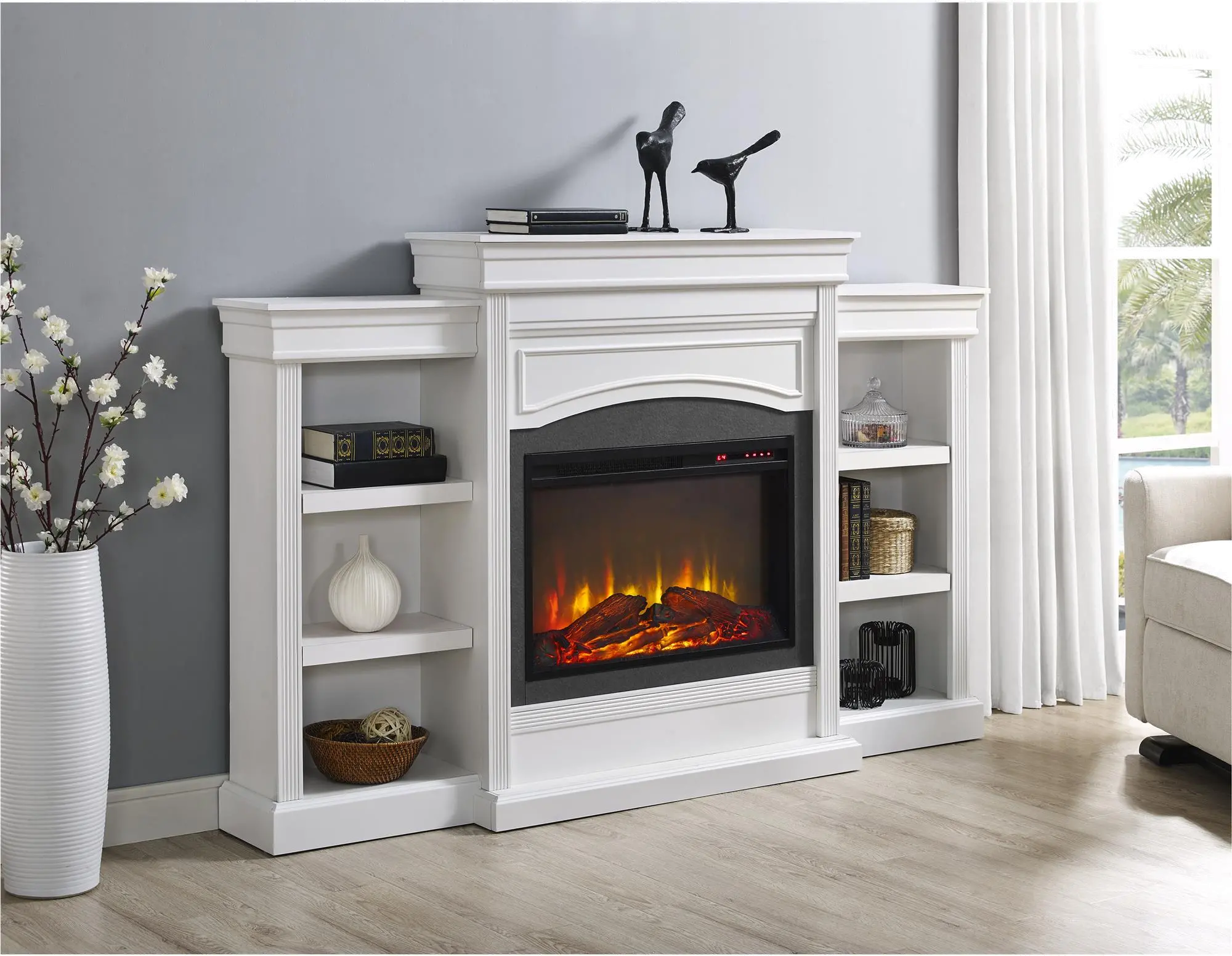 Lamont Transitional White Mantel Fireplace