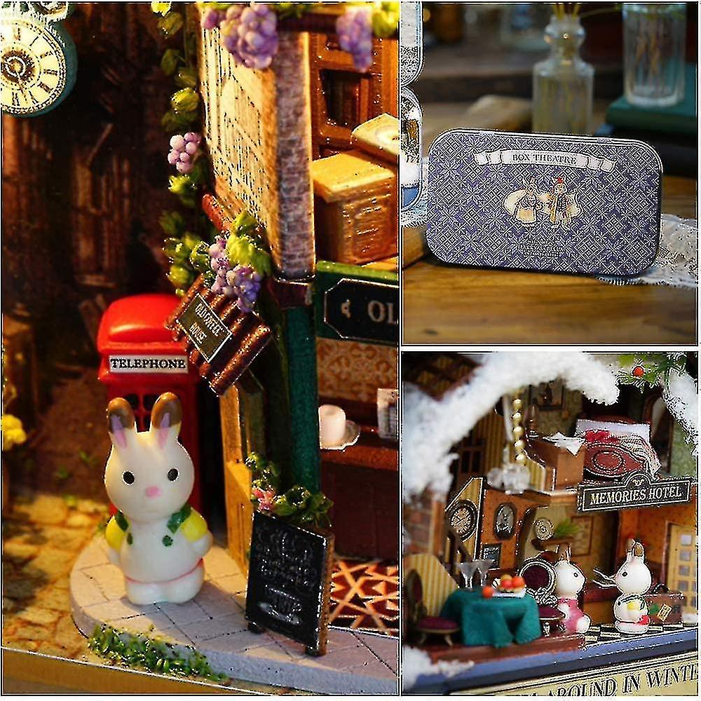 Box Theatre Doll House Furniture Miniature， 1:24 Diy Dollhouse Kit For Kids (in Winter)