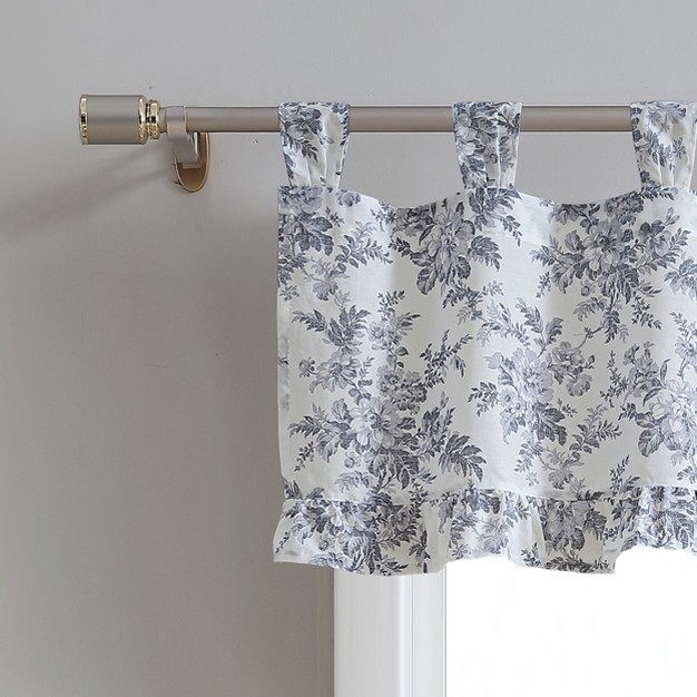 Laura Ashley Annalise Floral Tab Top Valance 50x20 grey