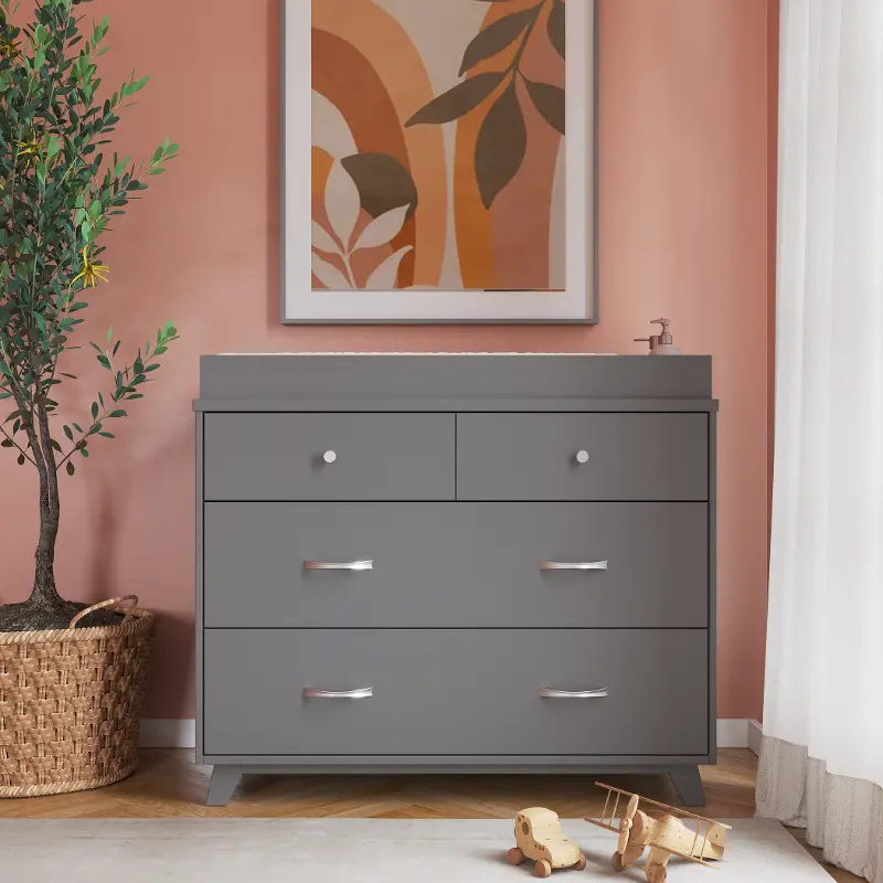 Soho Cool Gray 3 Drawer Dresser with Changing Table Top