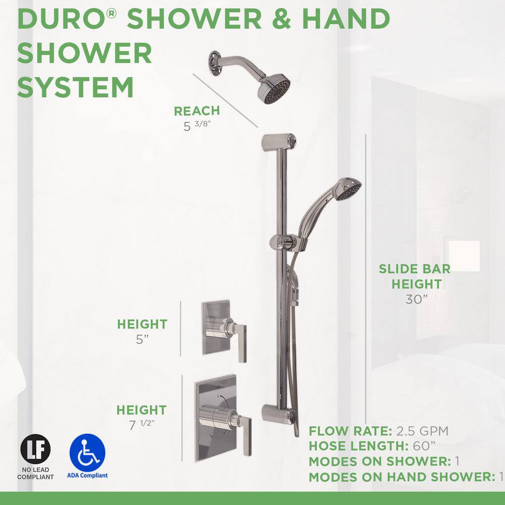 Symmons Duro 1-Spray Handshower and Showerhead Combo Kit in Chrome 3605-H321-V-TRM