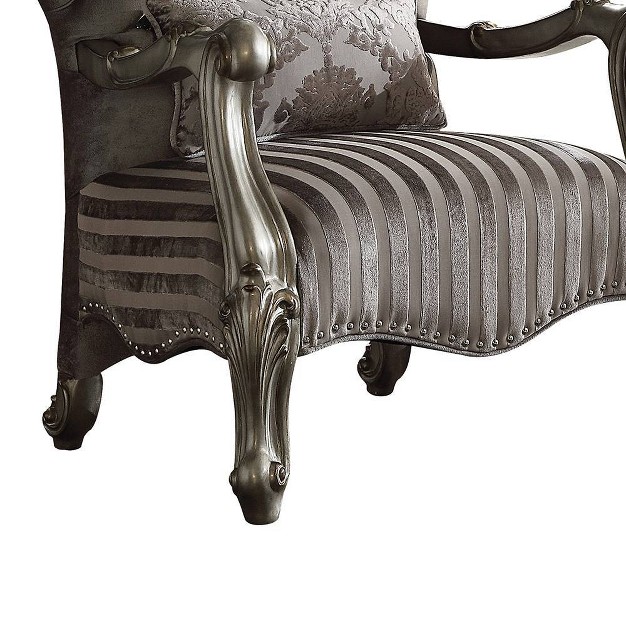 Versailles Chair With 1 Pillow Velvet antique Platinum Finish Acme Furniture