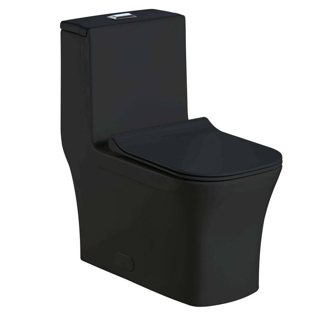 FINE FIXTURES Stanton 12 in. Rough-In 1-piece 1 GPF 1.6 GPF Dual Flush Elongated Toilet in Black Seat Included MOTB9BL