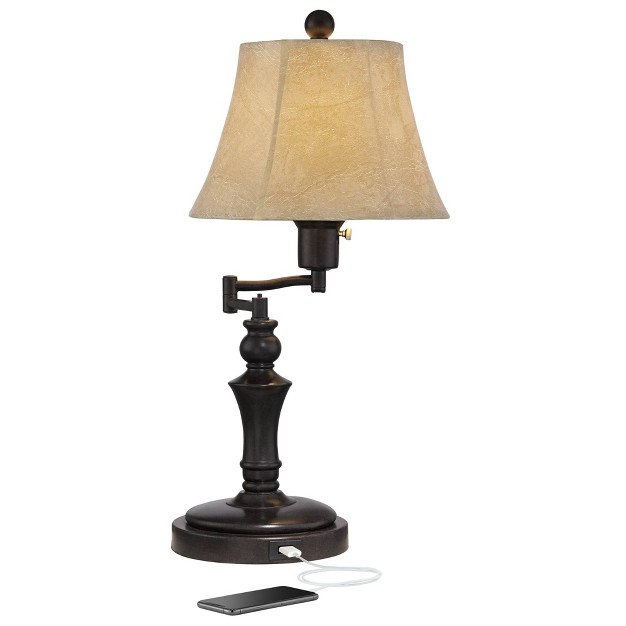 High Bronze Metal Faux Leather Bell Shade For Bedroom