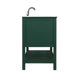 Timeless Home 48 in. W Single Bath Vanity in Green with Marble Vanity Top in Carrara with White Basin TH54048HDGN