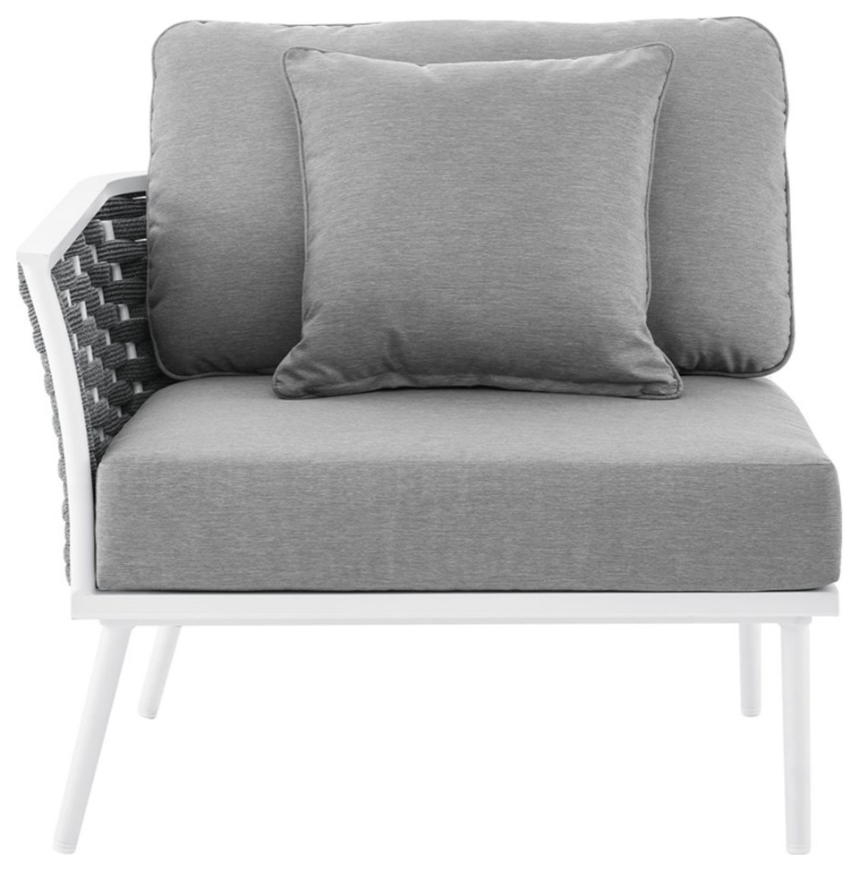 Modway Stance Modern Fabric  ampAluminum Outdoor Left Facing Armchair in Gray   Midcentury   Outdoor Lounge Chairs   by GwG Outlet  Houzz