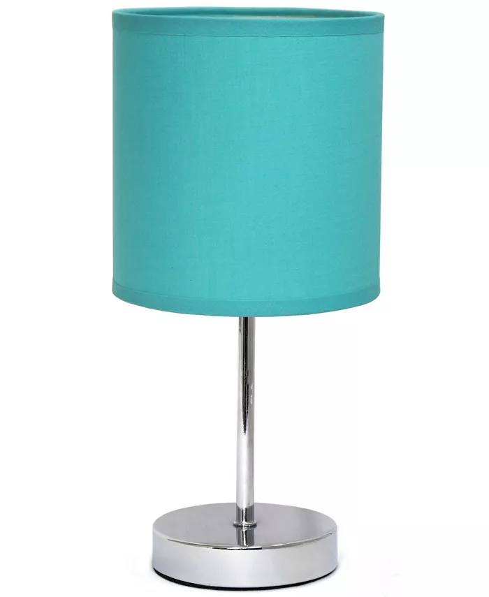 All The Rages Simple Designs Chrome Mini Basic Table Lamp with Fabric Shade