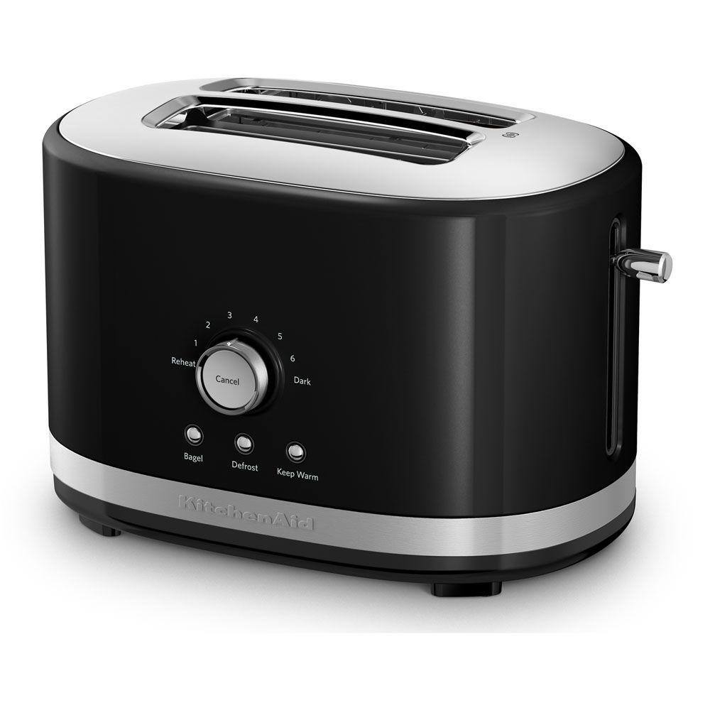 KitchenAid 2-Slice Onyx Black Wide Slot Toaster with Crumb Tray KMT2116OB