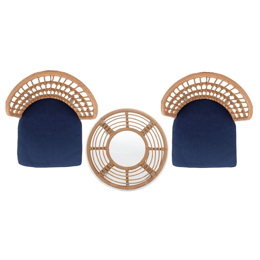 SAFAVIEH Outdoor Living Prenza Rattan 3 Piece Patio Lounger Set