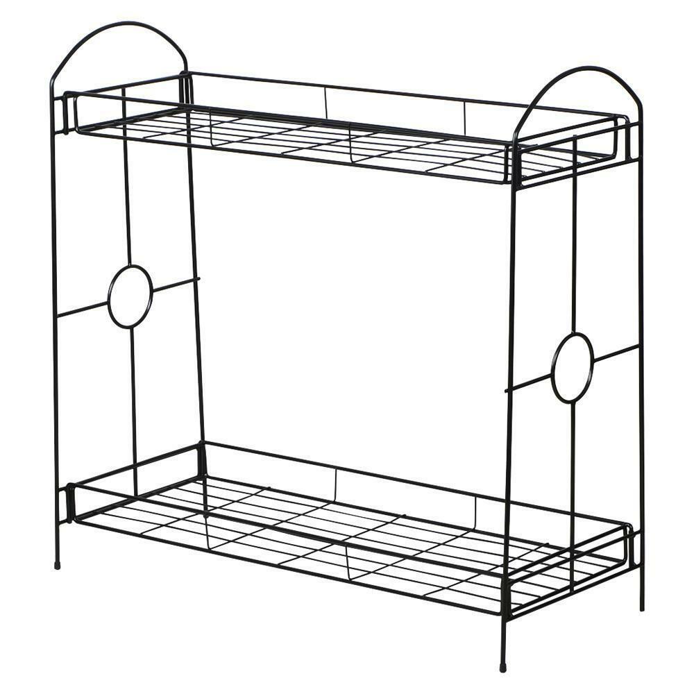 2 Tier Metal Plant Stand Indoor/Outdoor Display Flower Pots Rack Shelves Garden