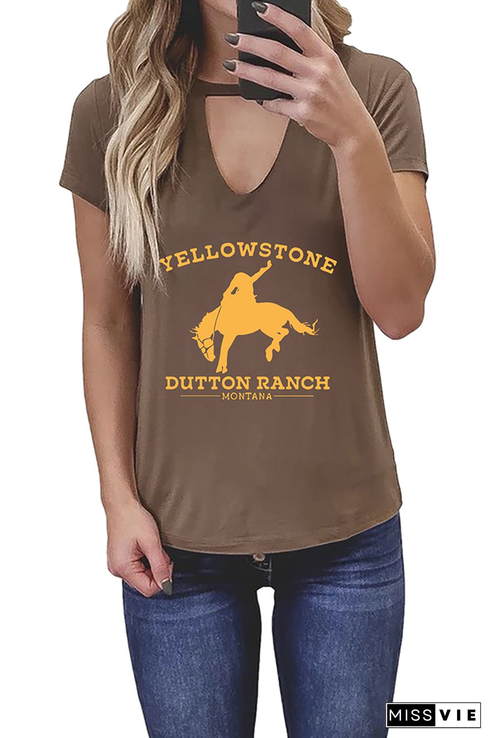 Yellowstone Graphic Tees for Women Wholesale Short Sleeve T shirts Top