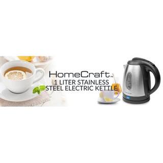 HomeCraft 4-Cup Brushed Stainless Steel Electric Water Kettle Silver HCWKT1SS