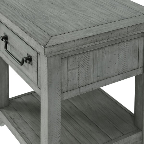 Beach House Dove Grey Solid Wood 1-Drawer End Table