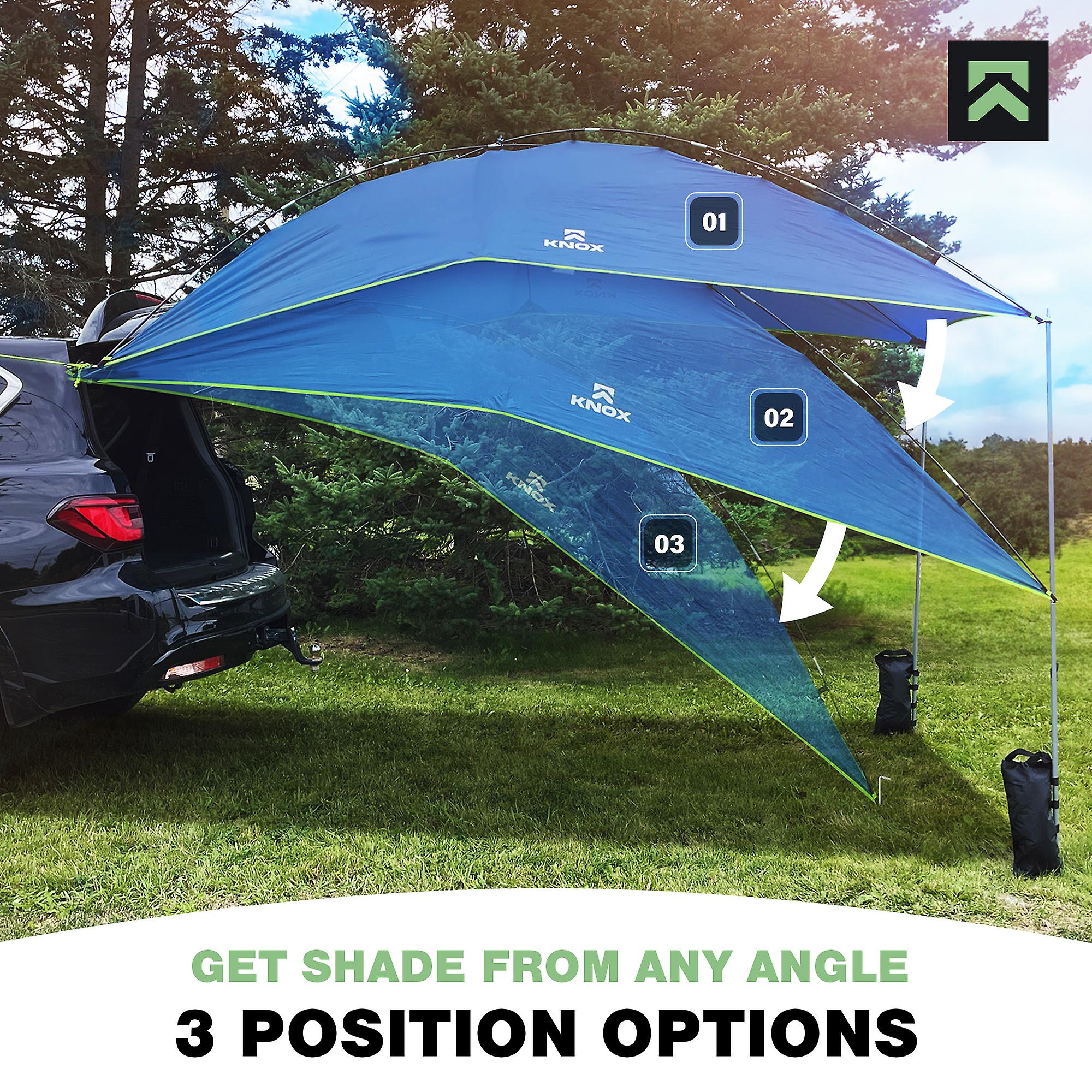 Tent for Camping Awning， Pop up Tent for Truck Bed， SUV， RV， Van， Pergola， Overlanding， Portable Teardrop Awning Canopy Tearproof Tarp w/ 2 Sandbag. Tailgate Shade for Camping， Beach， Picnics