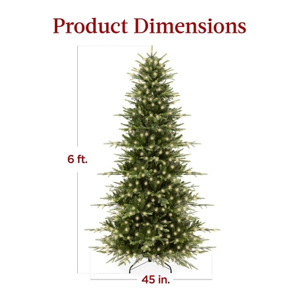 6ft PreLit Artificial Aspen Christmas Tree，Noble Holiday Décor w/ 1，350 Branch Tips，2in1 Multicolor LED Lights