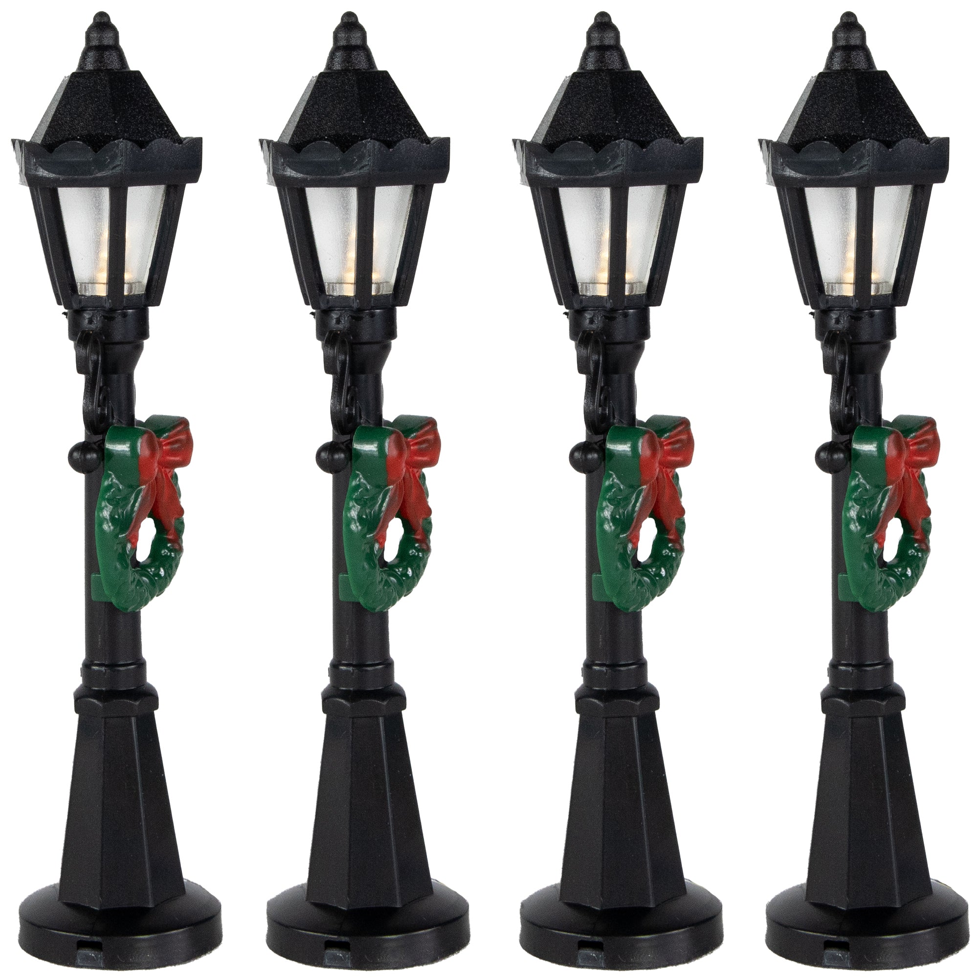 Set of 4 Lighted Street Lamps Christmas Village Display Pieces - 4.75