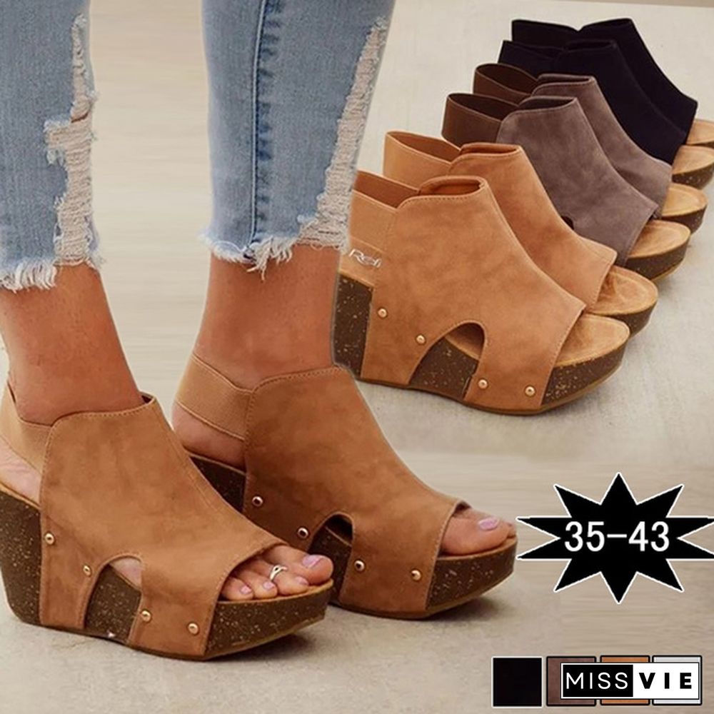 Women Wedge Shoes Open Toe High Heel Sandals Beach Platforms Sandals