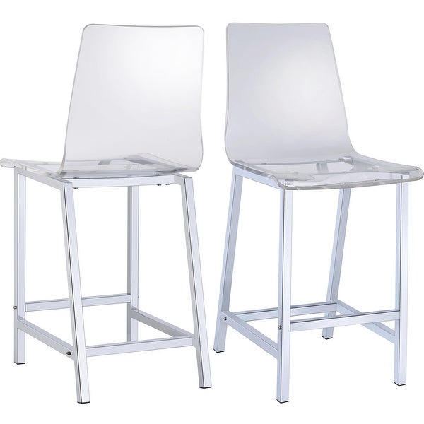 Sleek Design Clear Acrylic with Chrome Base Counter Height Dining Stools (Set of 2)