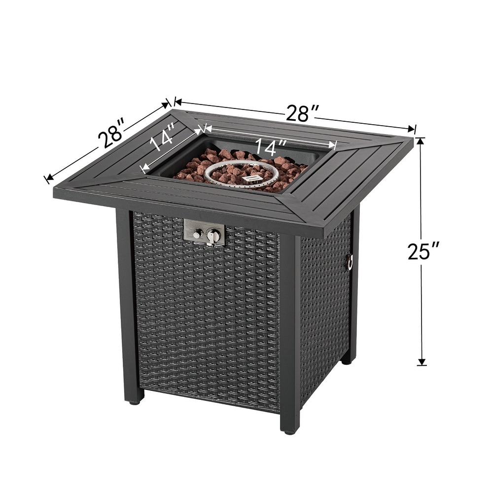 COSIEST 40 000 BTU Outdoor 28 inch Square Metal Fire Table