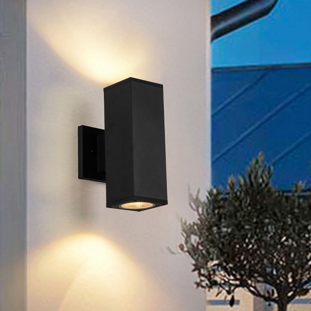 C Cattleya 2 light Matte Black Die cast Aluminum Rectangular Outdoor Wall Light