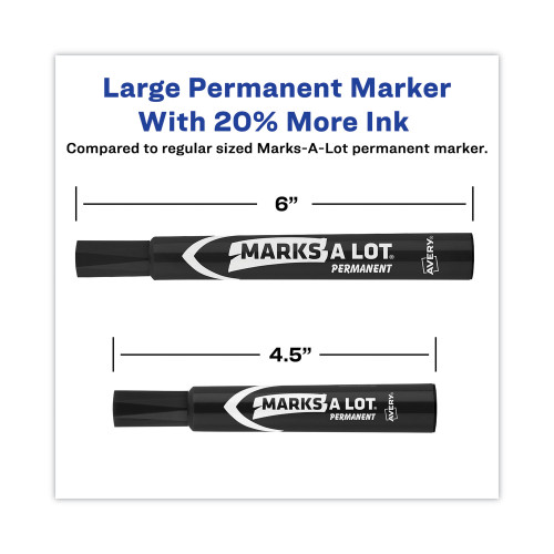 Avery MARKS A LOT Large Desk-Style Permanent Marker， Broad Chisel Tip， Black， Dozen (8888) (08888)