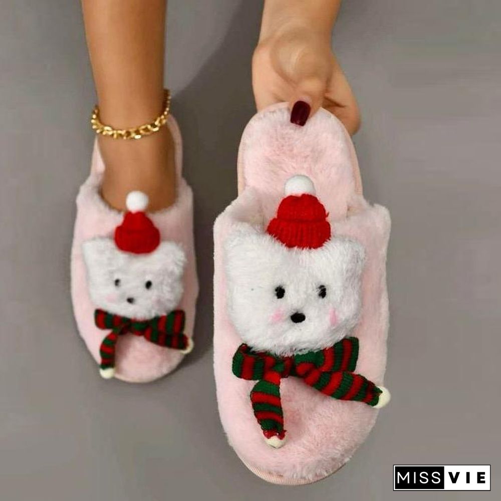 Lovely Bear Women Plush Slipper