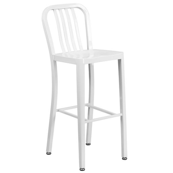 30'' High Metal Indoor-Outdoor Barstool with Vertical Slat Back