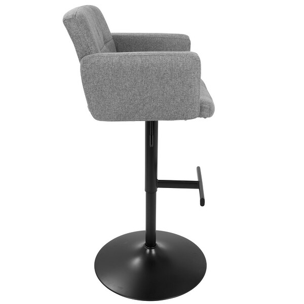 Strick and Bolton Lambert Grey Fabric and Black Metal Adjustable Bar Stool