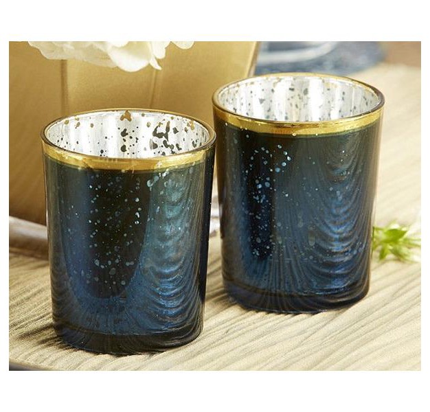 Kate Aspen Blue Mercury Glass Tea Light Holder set Of 4 20191na