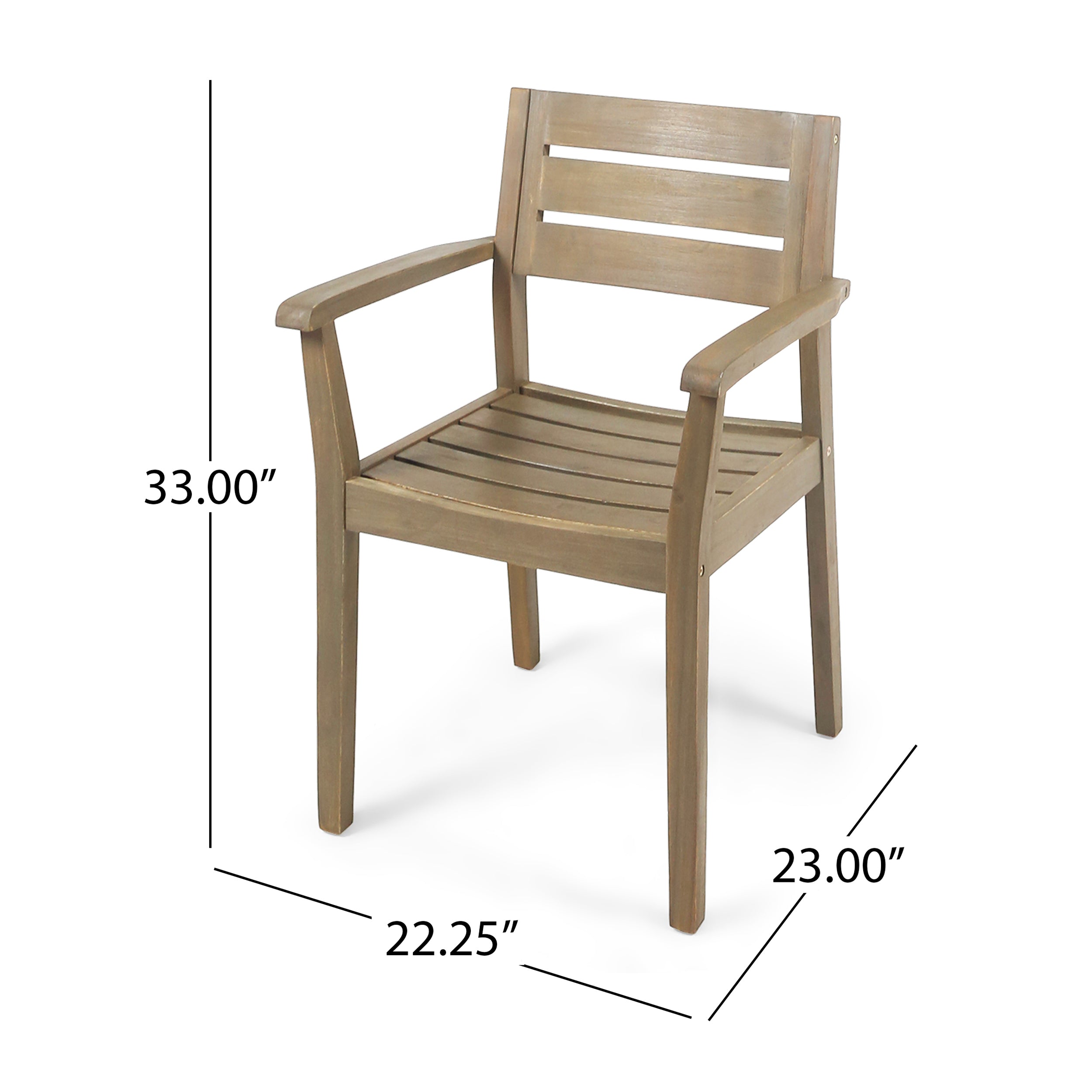 Zack Outdoor 7 Piece Acacia Wood Dining Set, Gray Finish