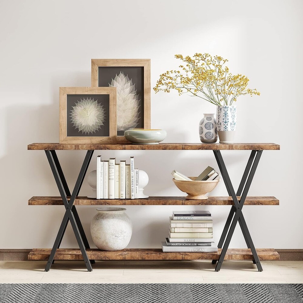 70.9'' Console Table Sofa Table with 3 Tier Shelves