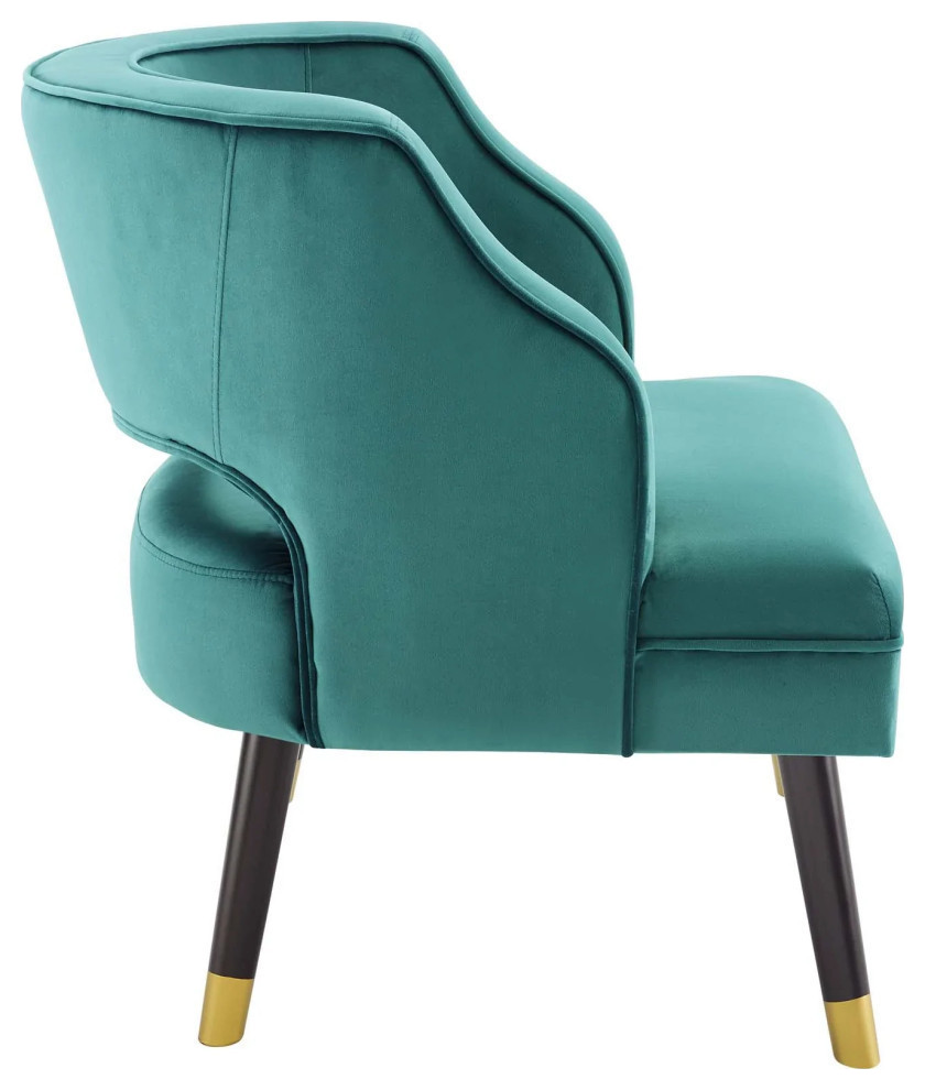 Finn Teal Button Tufted Open Back Performance Velvet Armchair   Contemporary   Armchairs And Accent Chairs   by Rustic Home Furniture Deco  Houzz