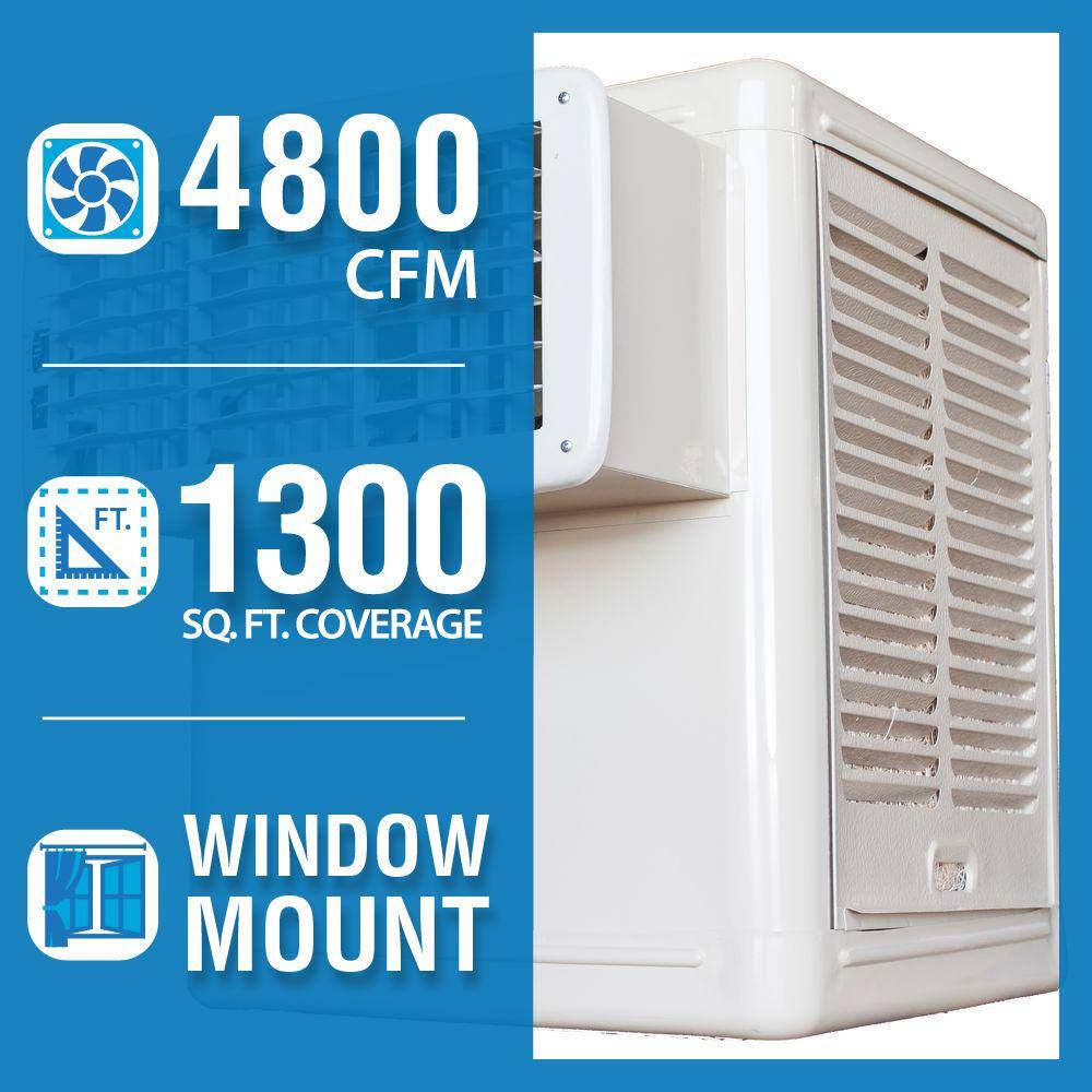 Hessaire 4800 CFM 120-Volt 2-Speed Window Evaporative Cooler for 1800 sq. ft. (with Motor) W48