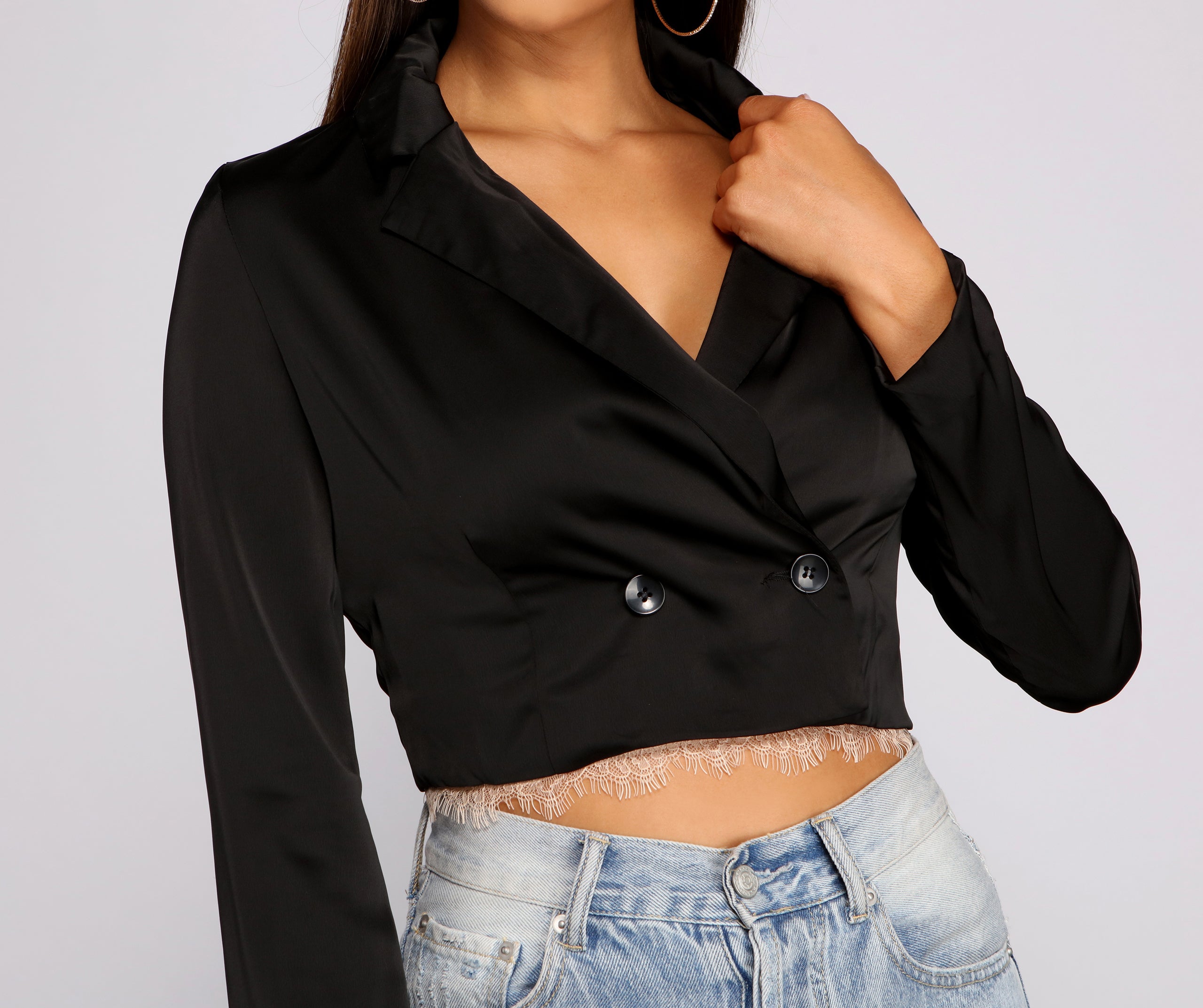 Casually Chic Satin Cropped Blazer