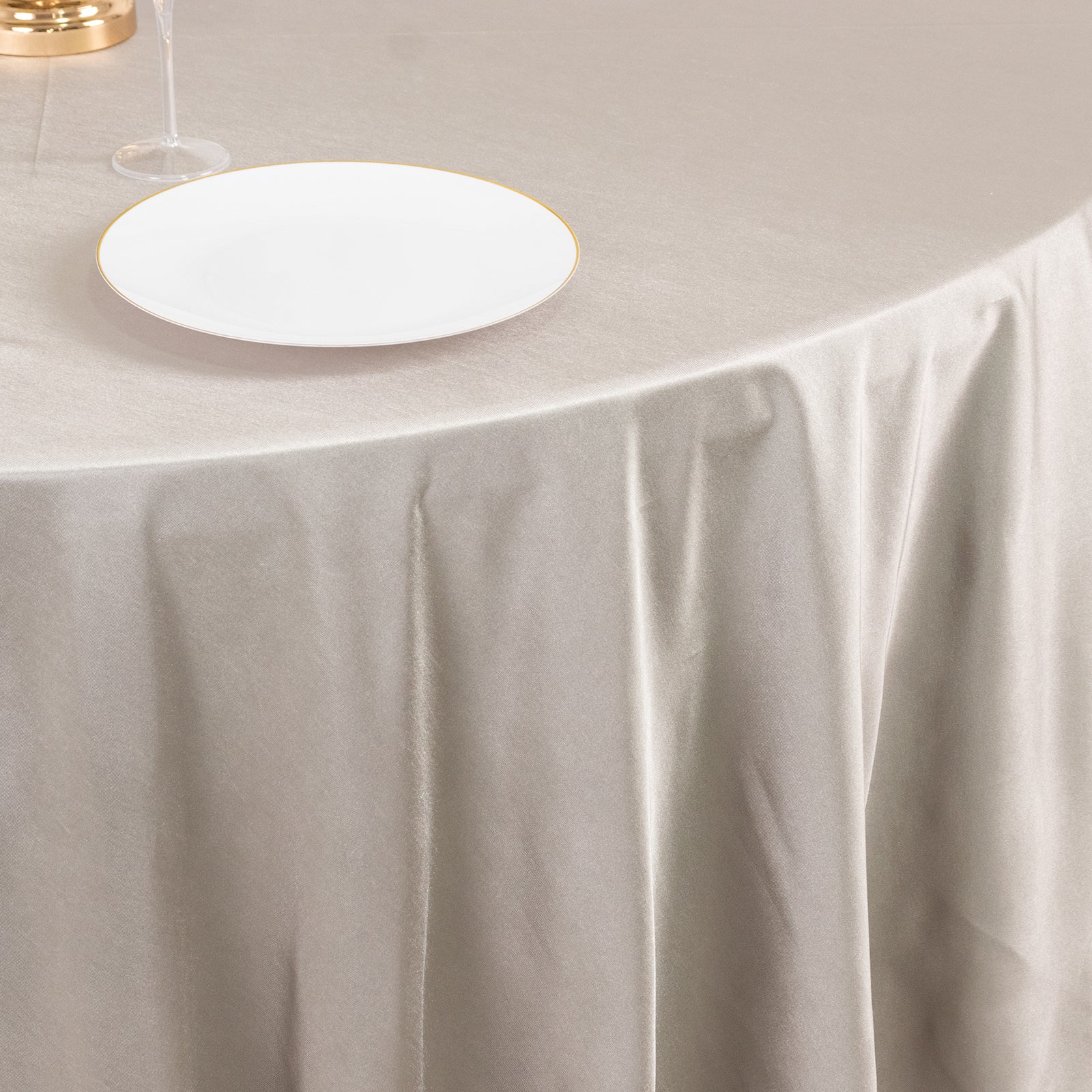 Shimmer Silver Premium Scuba Round Tablecloth, Wrinkle Free Seamless Polyester Tablecloth - 108