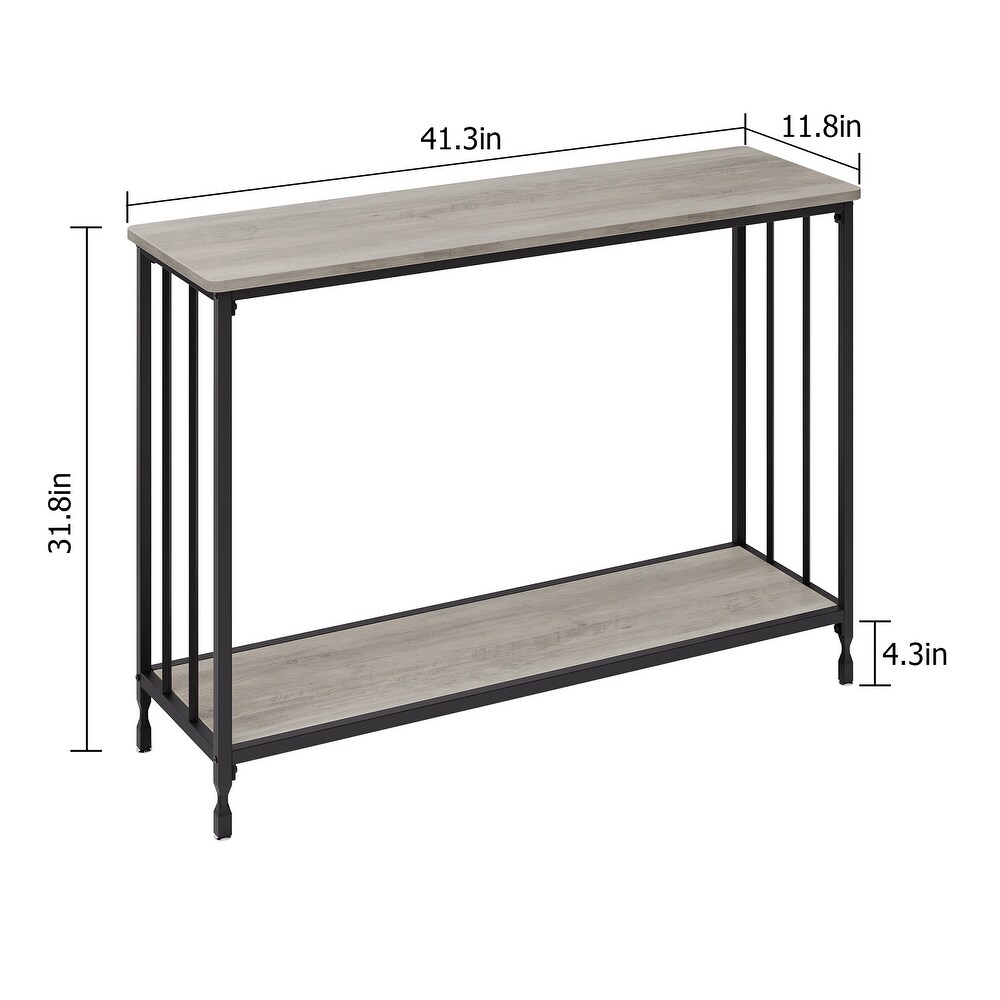 Console Table with Wood Shelf and Metal Frame