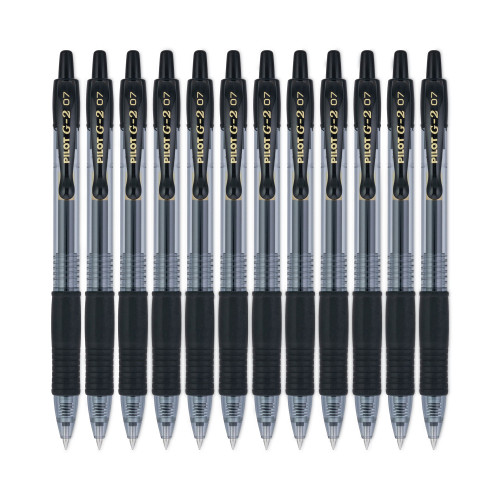 Pilot G2 Premium Retractable Gel Pen， 0.7mm， Black Ink， Smoke Barrel， Dozen (31020)