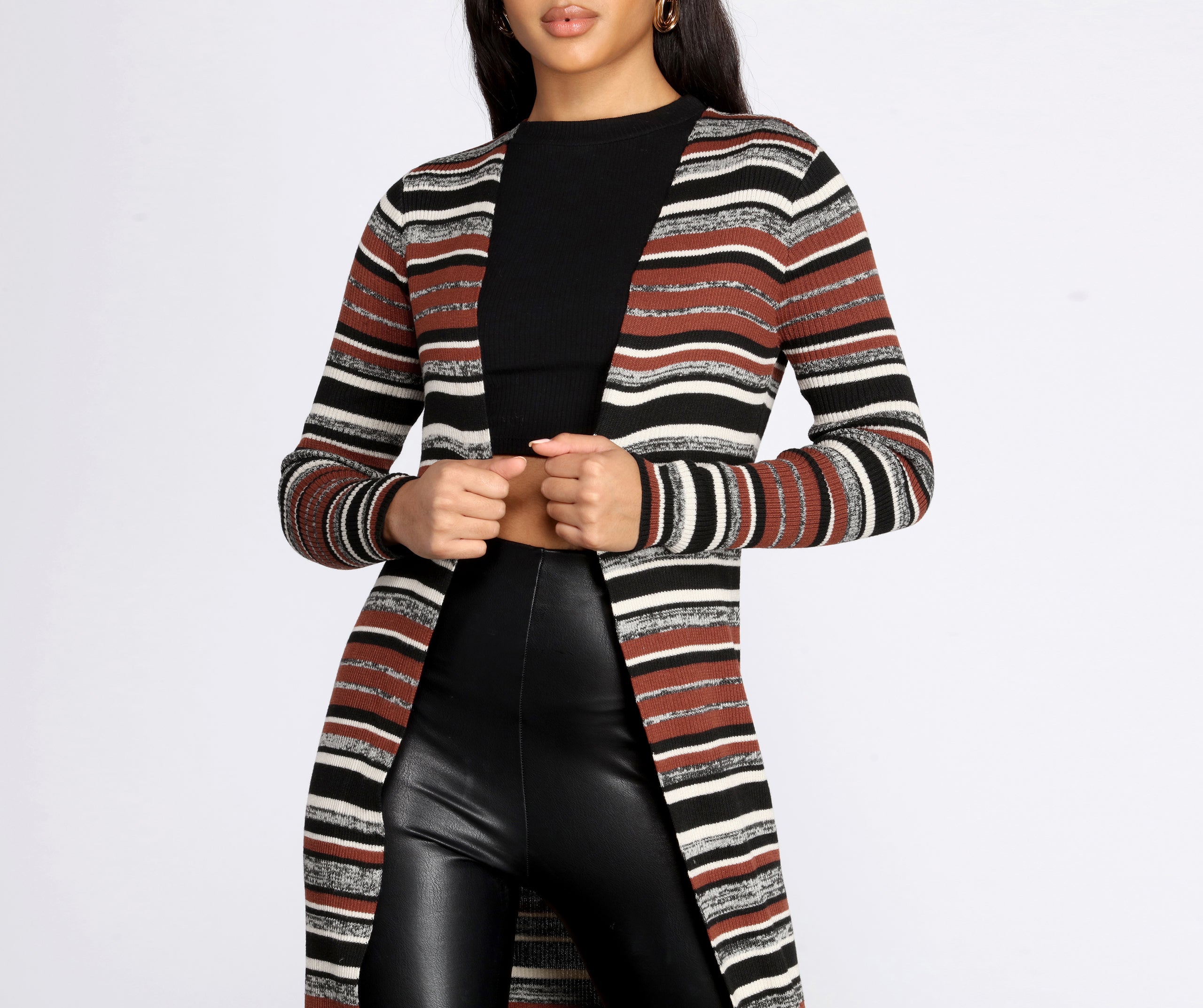 Stripe About Now Long Line Cardigan