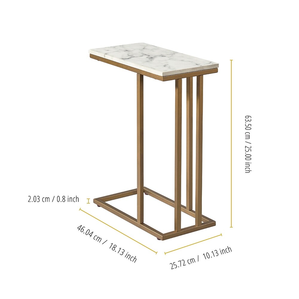 Teamson Home   Marmo C Shape Table   Faux Marble / Brass