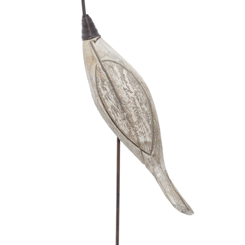 Brown Wood Bird Sculpture (Set of 2)   13 x 4 x 34 and 8 x 3 x 28