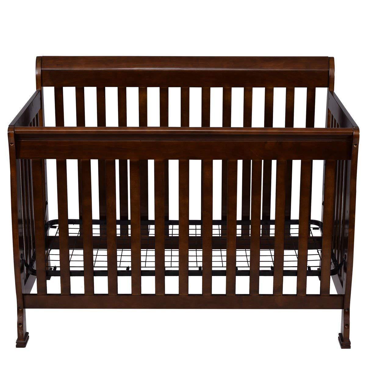 Baby Convertible Crib, Solid Wood Construction Toddler Nursery Bed (Dark Chocolate)