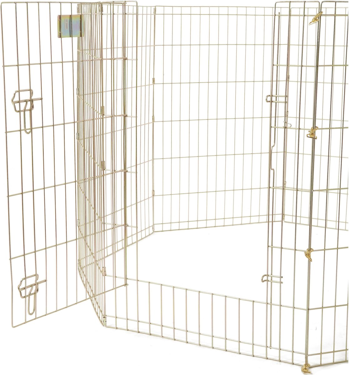 MidWest Wire Dog Exercise Pen with Step-Thru Door， Gold Zinc