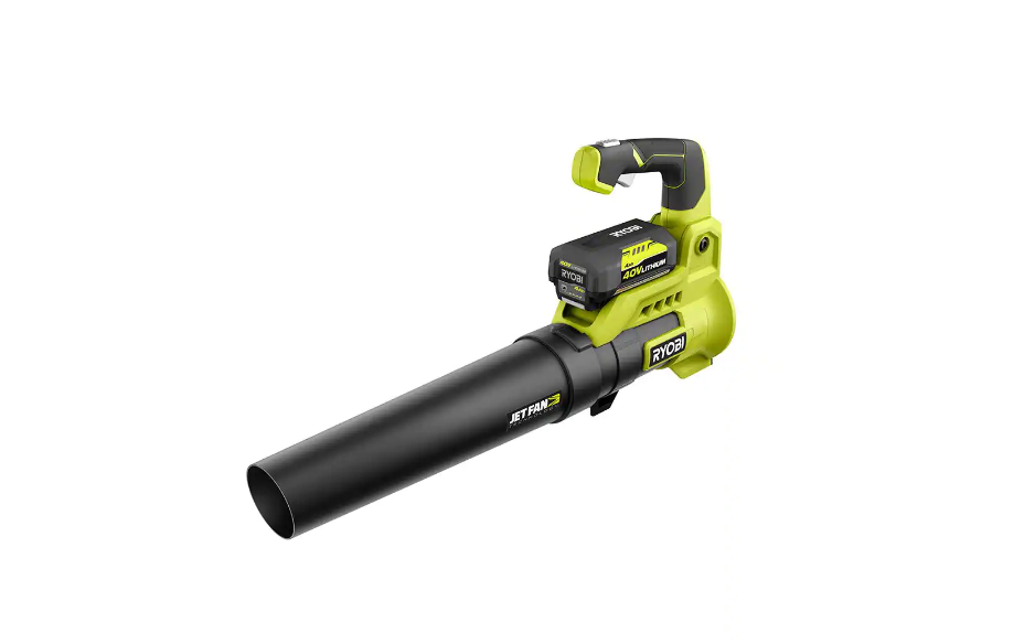 RYOBI RY40480VNM 40V 110 MPH 525 CFM Cordless Battery Variable-Speed Jet Fan Leaf Blower with 4.0 Ah Battery and Charger