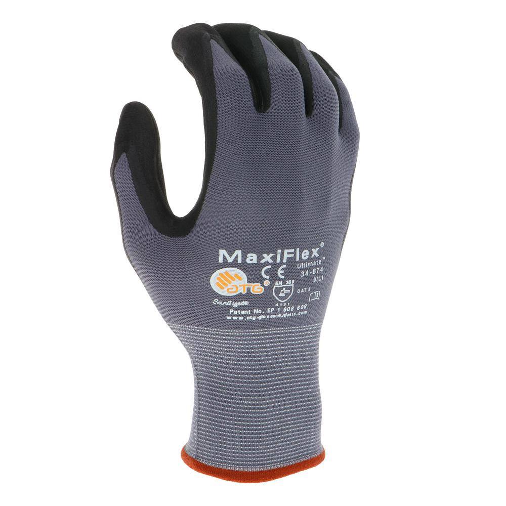 ATG MaxiFlex Ultimate Men's Large Gray Nitrile Coated Work Gloves 34-874TLVPD72