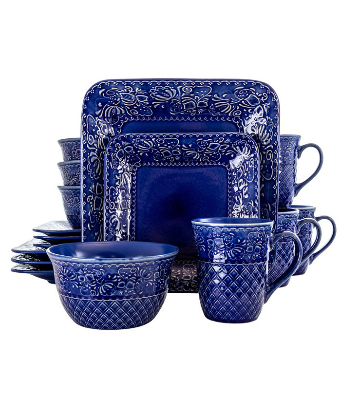 Elama Chiffon 16 Piece Square Dinnerware Set Service for 4