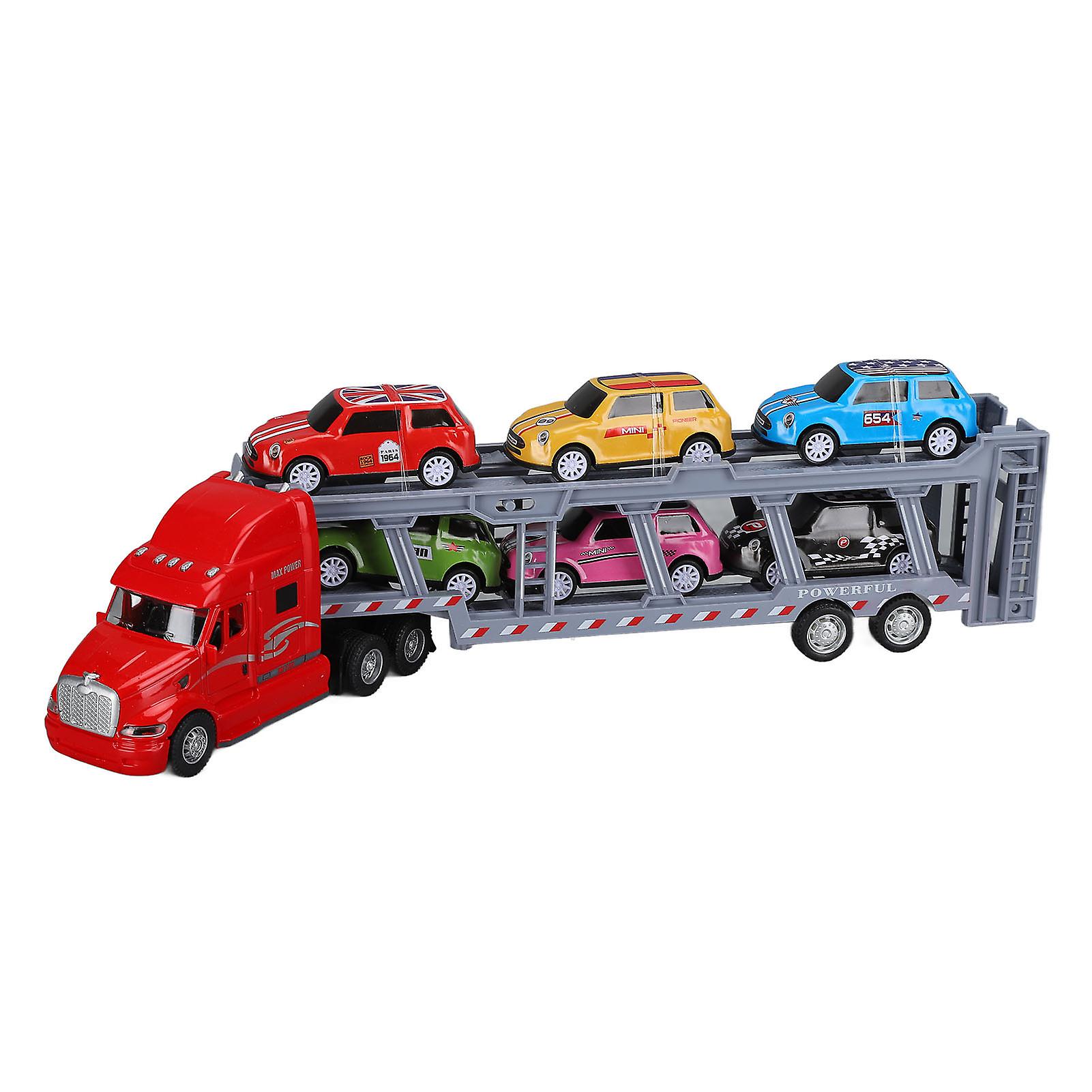 1:48 Carrier Truck Toy Model Alloy Detachable Six Car Kids Transport Vehicles Simulation Model For 3 Years Old +red